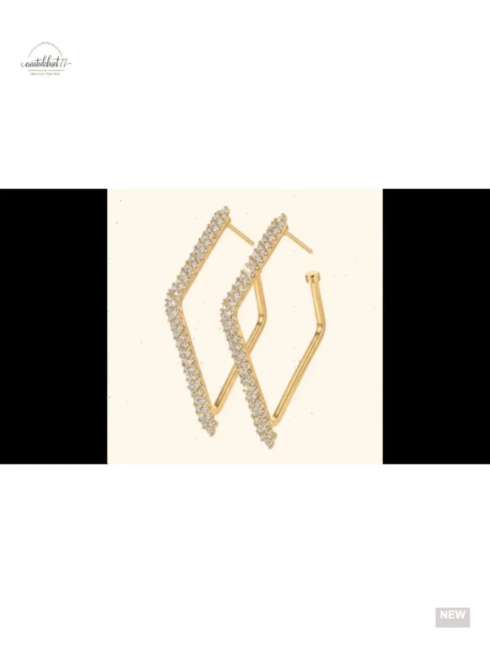Gold Plated Drop Dangle Earrings - Statement Rhinestone Geometric Jewelry